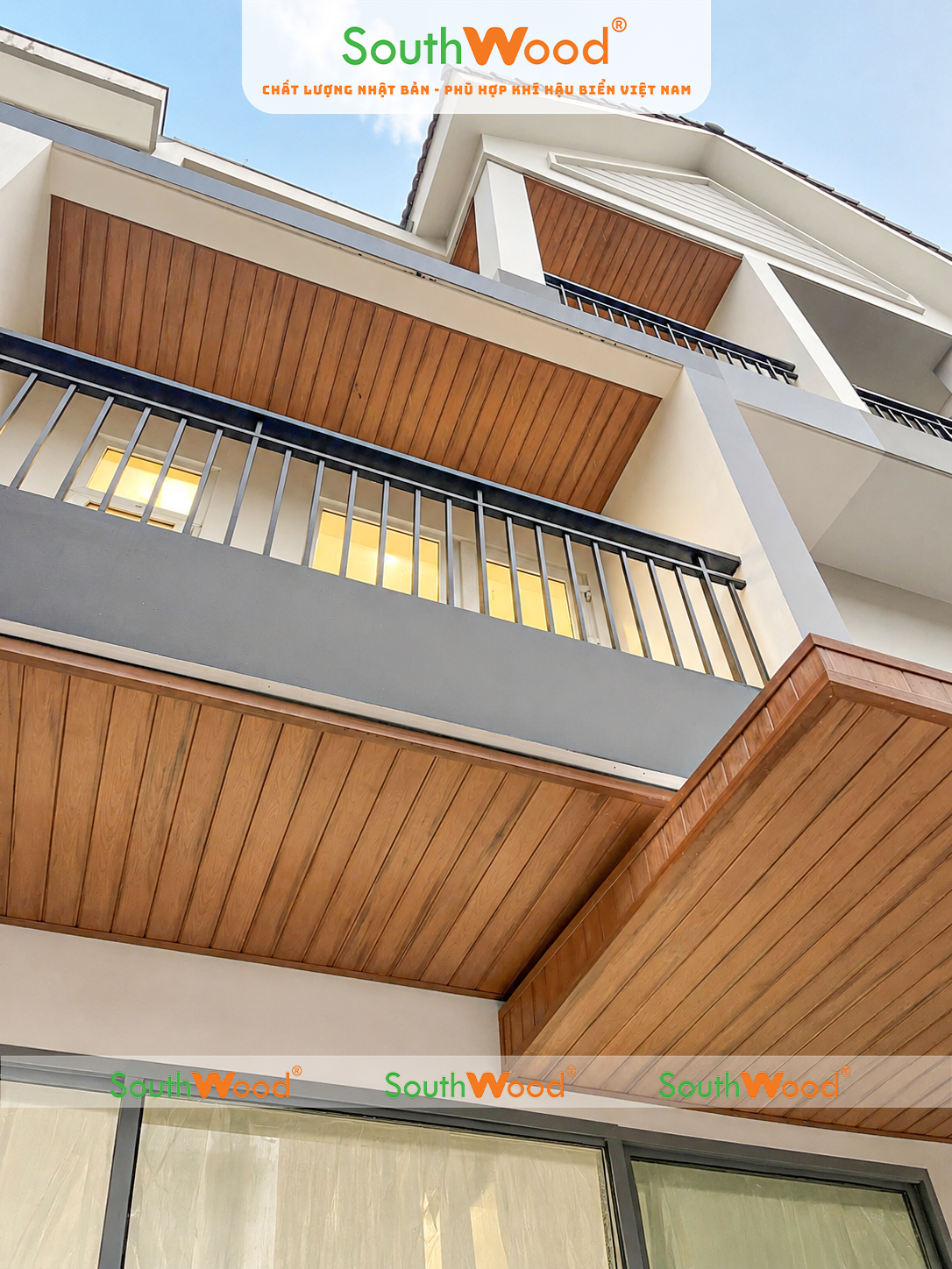 Công trình ốp trần mái hiên, ban công sử dụng tấm ốp PVC Southwood