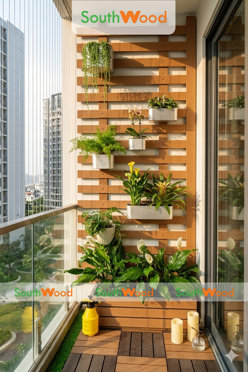 Công trình trang trí ban công thanh đa năng gỗ nhựa Southwood