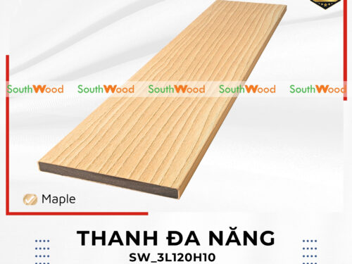 Thanh đa năng gỗ nhựa 3 lớp Southwood màu Maple mã SW_3L120H10 mặt vân thớ gỗ