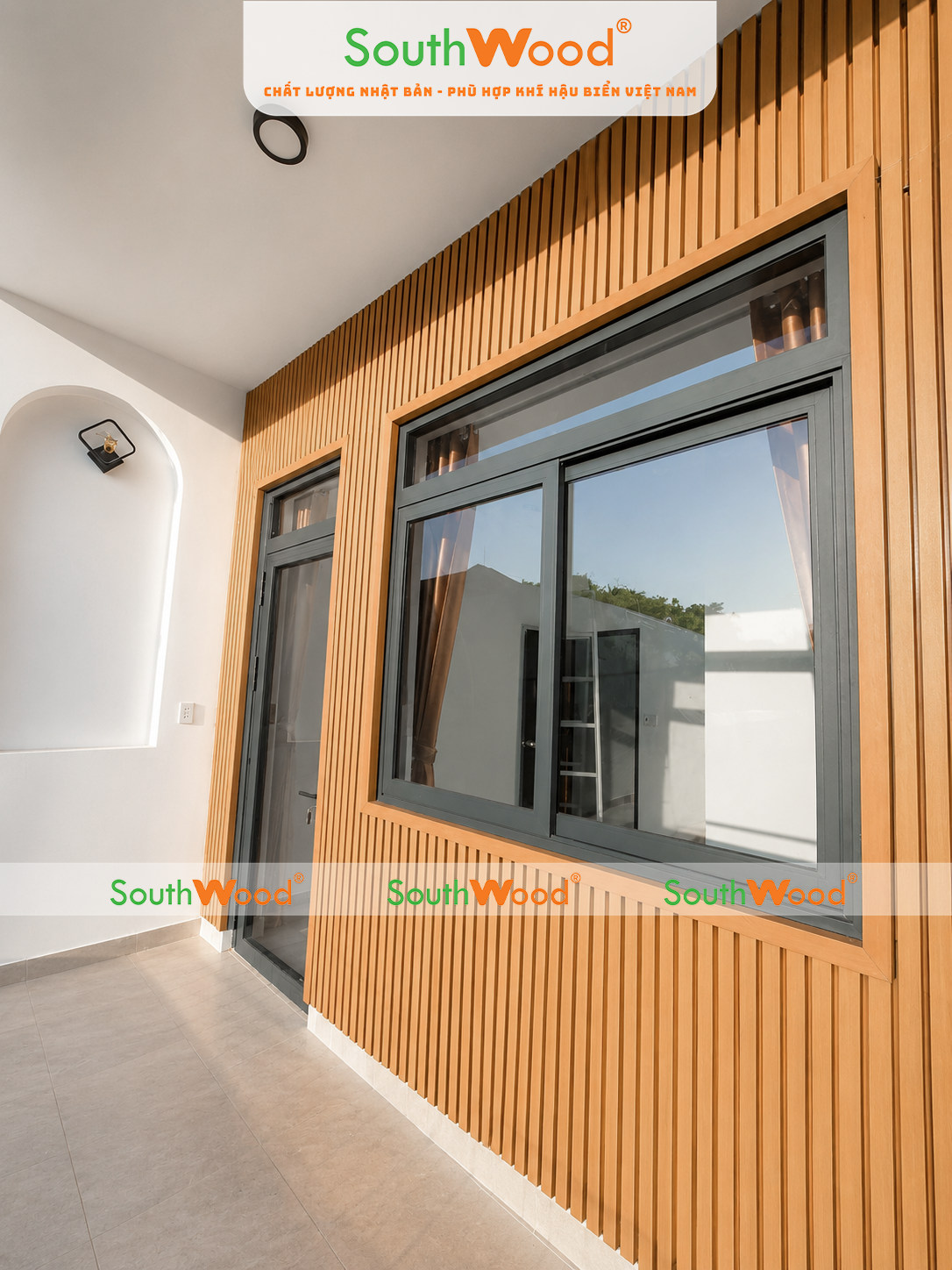 Ốp tường lam sóng gỗ nhựa ngoài trời Southwood 1 da