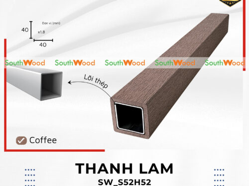 Thanh lam gỗ nhựa 1 da Southwood màu Coffee mã SW_S52H52 lồng lõi thép gia cường