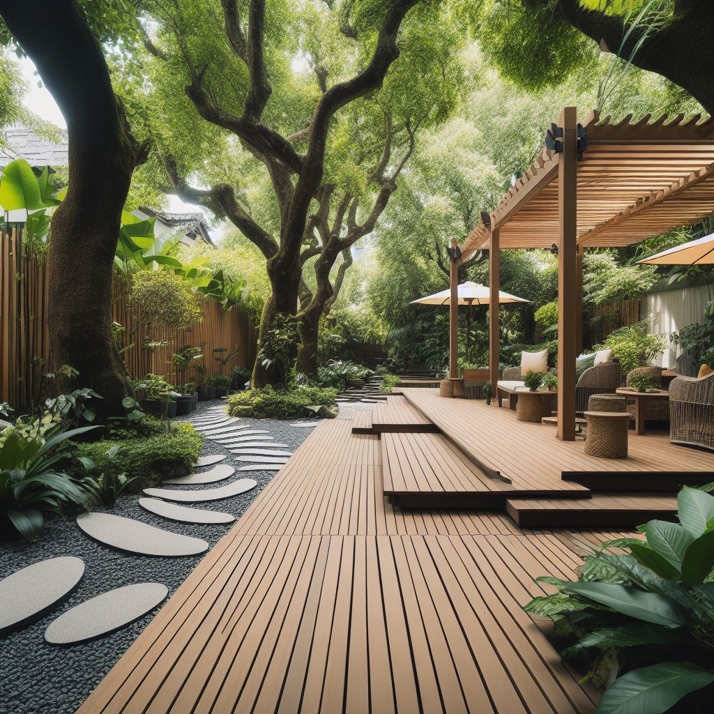 Vật liệu làm sàn ngoài trời cho sân vườn là gỗ