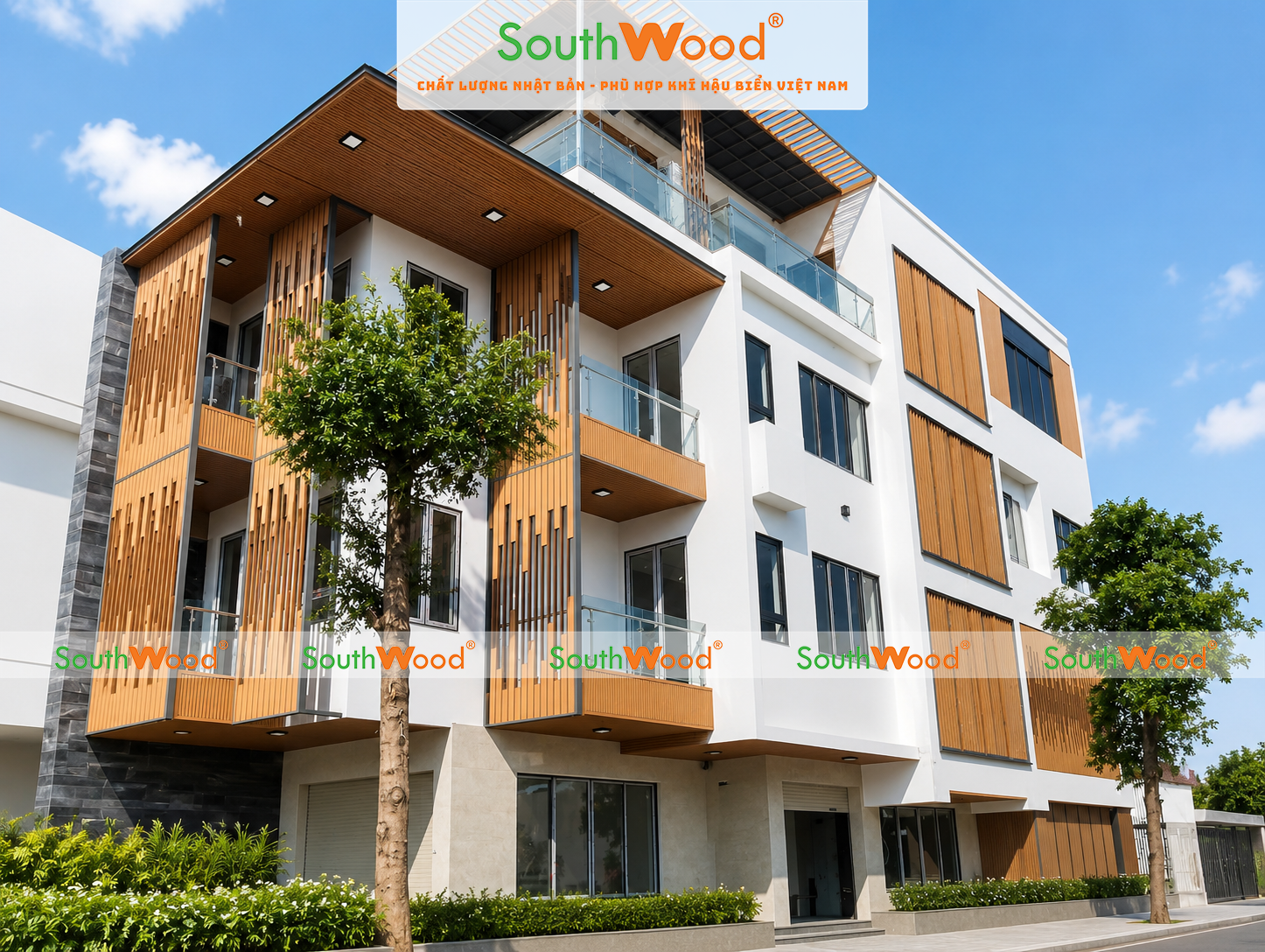 Công trình trang trí nhà phố lam gỗ nhựa ngoài trời