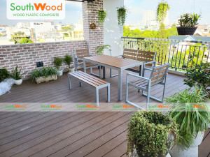 Bộ bàn cafe sân vườn gỗ nhựa | Cực đẹp