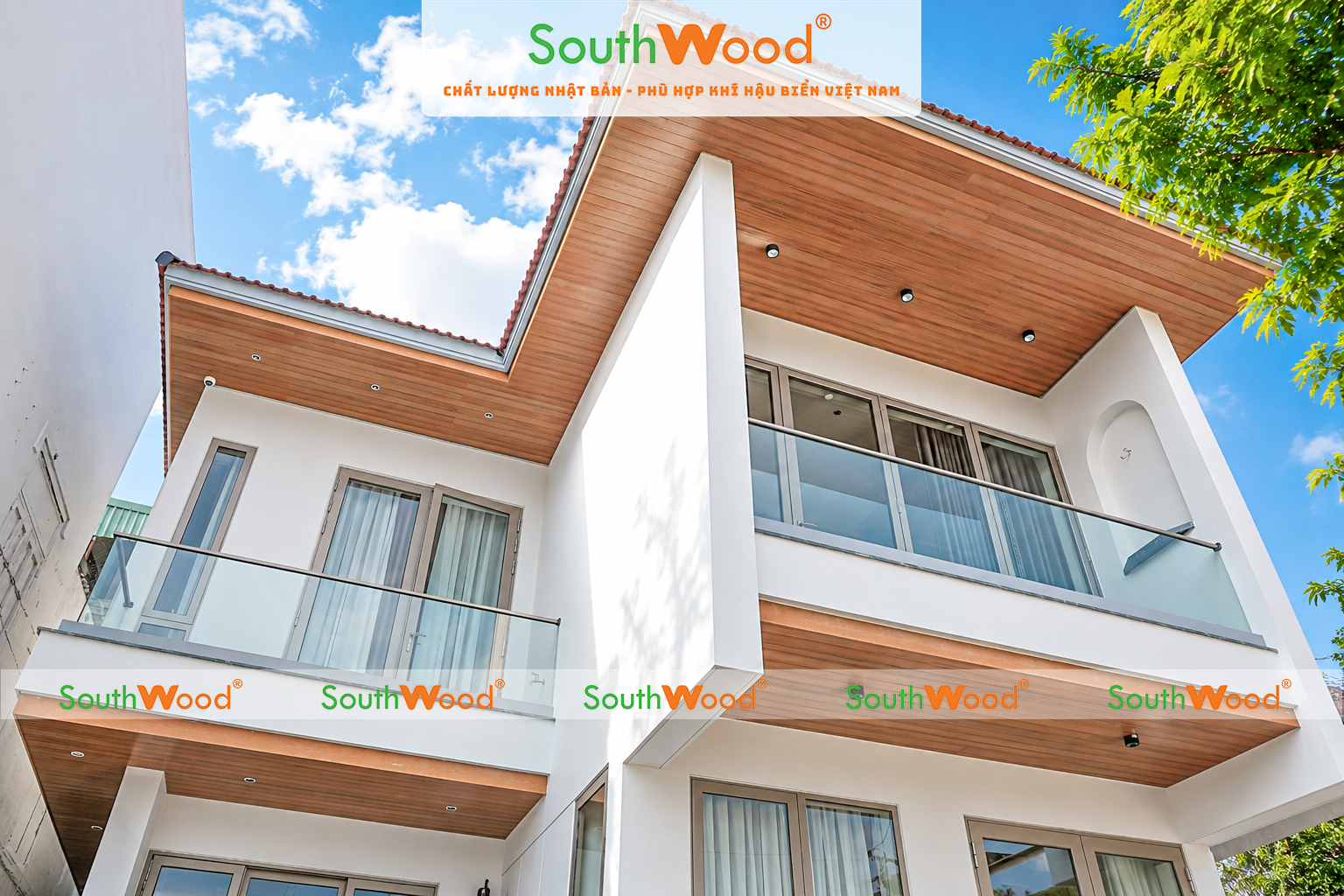 Ốp cổng PVC phủ ASA Teak
