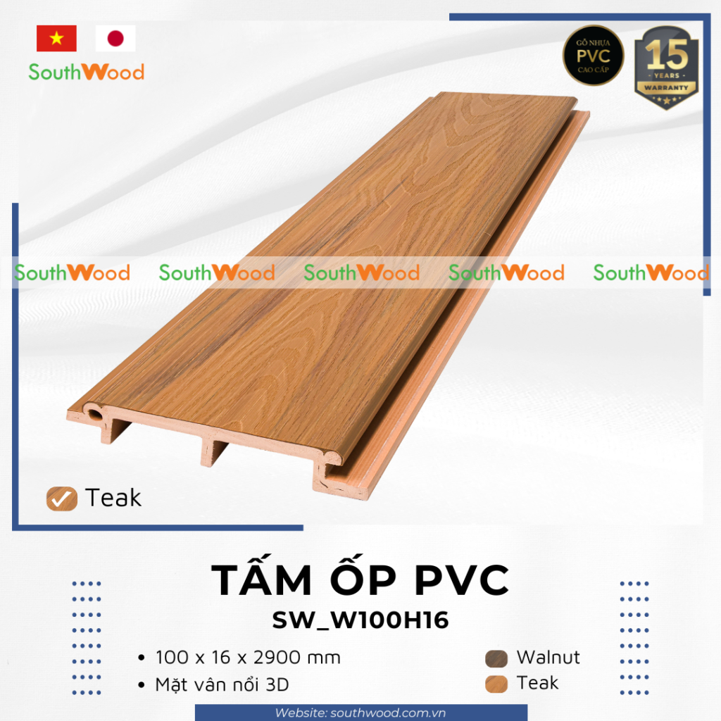Tấm Ốp Gỗ Nhựa SW_W100H16 Teak