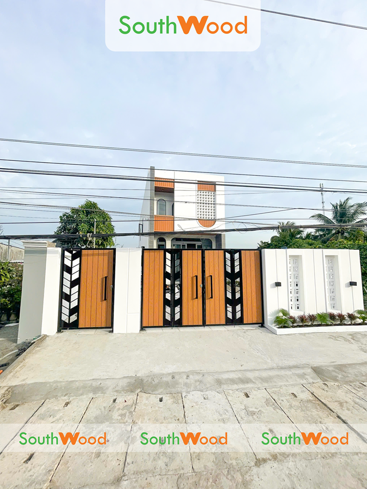 Tấm Ốp Gỗ Nhựa Ngoài Trời SouthWood Làm Cửa Cổng Nhà Phố An Giang: Giải Pháp Hoàn Hảo Cho Ngoại Thất-1