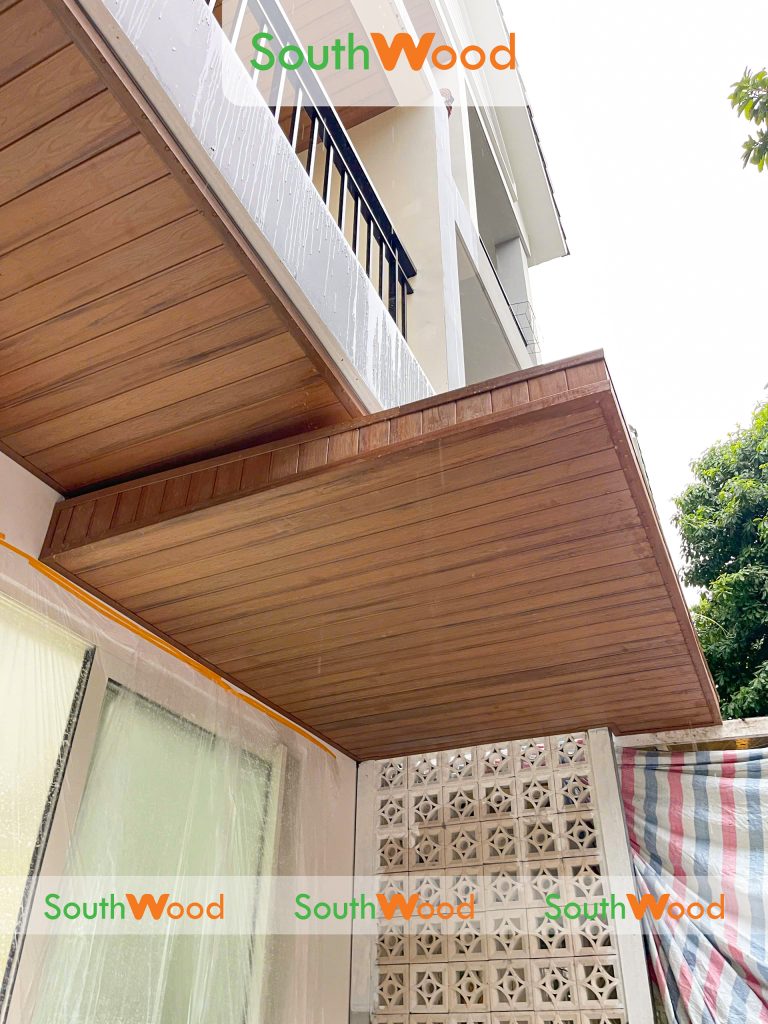 Thi Công Nhà Phố Quận 9 Với Tấm Ốp Gỗ Nhựa ngoài trời SW_W100H16 Kết Hợp Nẹp V SW_V37H37