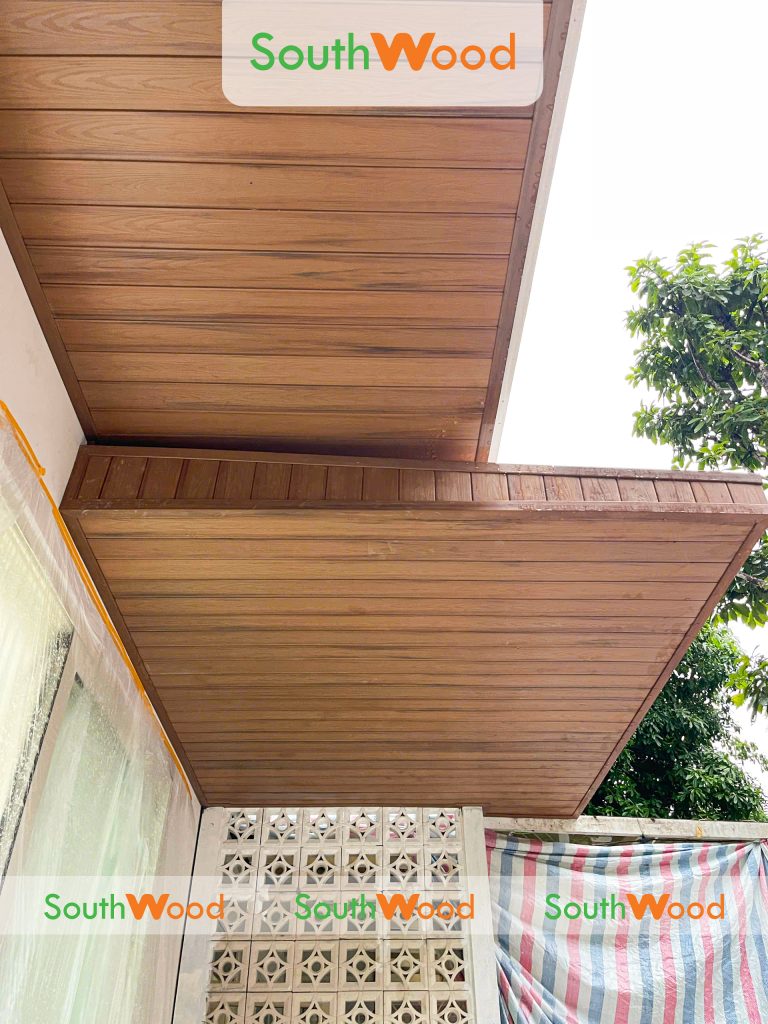 Thi Công Nhà Phố Quận 9 Với Tấm Ốp Gỗ Nhựa ngoài trời SW_W100H16 Kết Hợp Nẹp V SW_V37H37