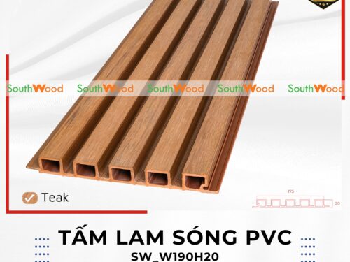 Tấm ốp lam sóng gỗ nhựa ngoài trời Southwood mã SW_W190H20 Teak