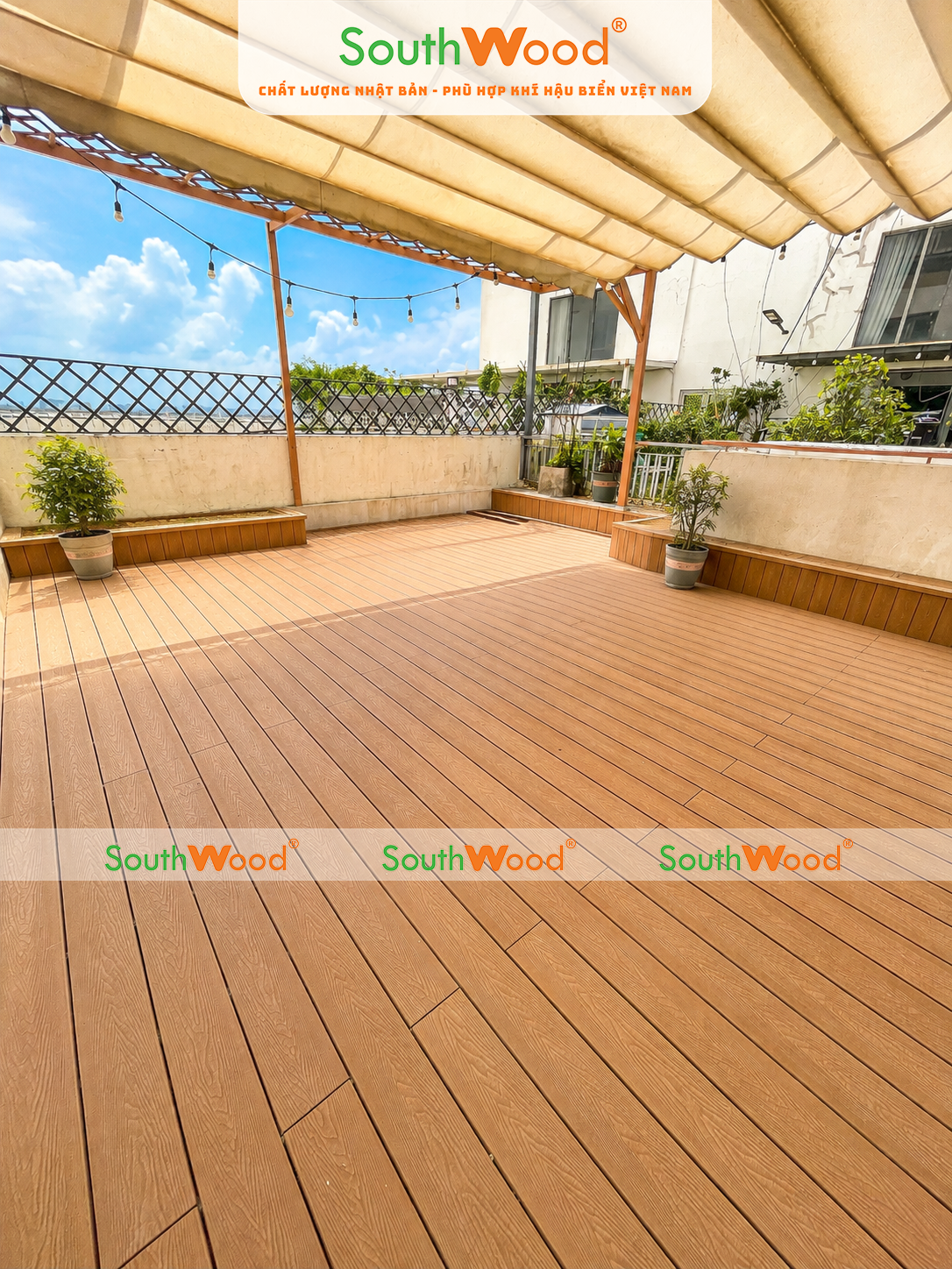 Công trình sàn sân thượng sử dụng sàn gỗ nhựa 1 da Southwood
